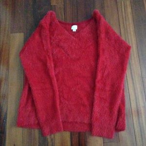 Red a new day Fuzzy Sweater